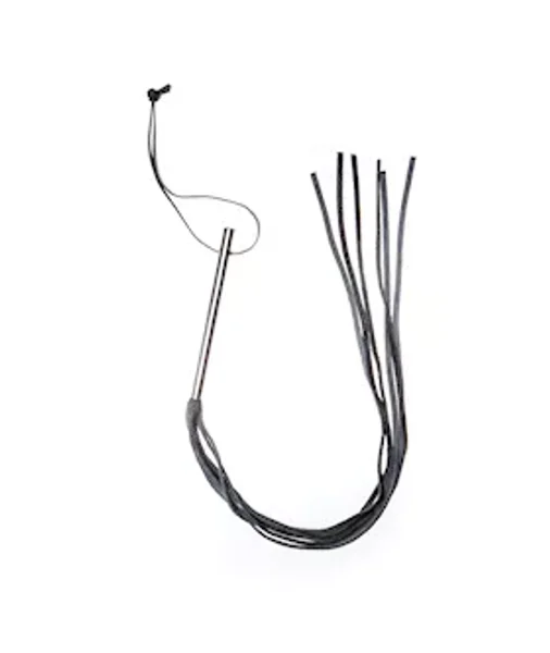 Triple X Leather Whip With Metal Handle - Black - One Size — image 2 of 2