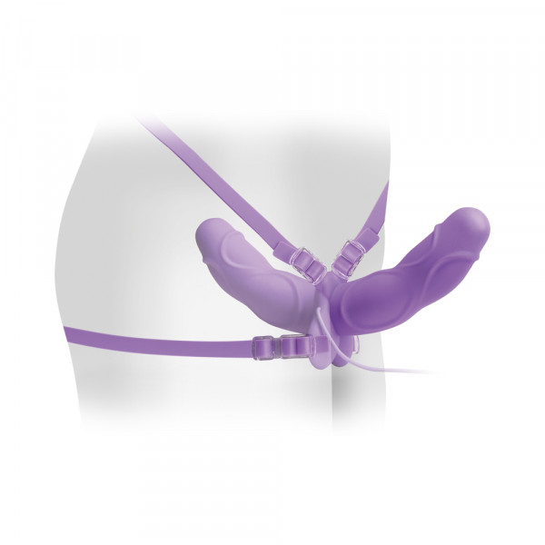 Elite Vibrating Double Delight Strap On 10 Inches - Purple