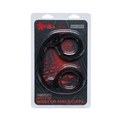 Kink Hogtied Bind Tie 6mm Hemp Wrist Or Ankle Cuffs Black