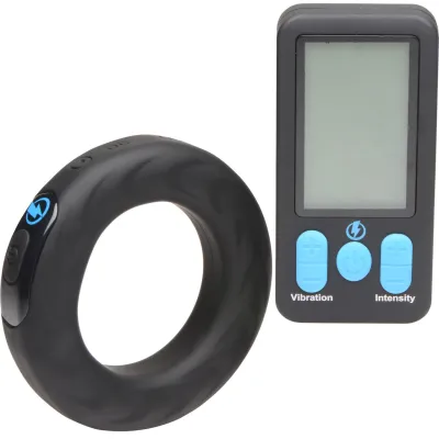 Zeus Electrosex E Stim Pro Vibrating Silicone Cock Ring with Remote 50 mm