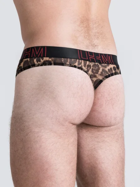 LHM Leopard Print Mesh Thong
