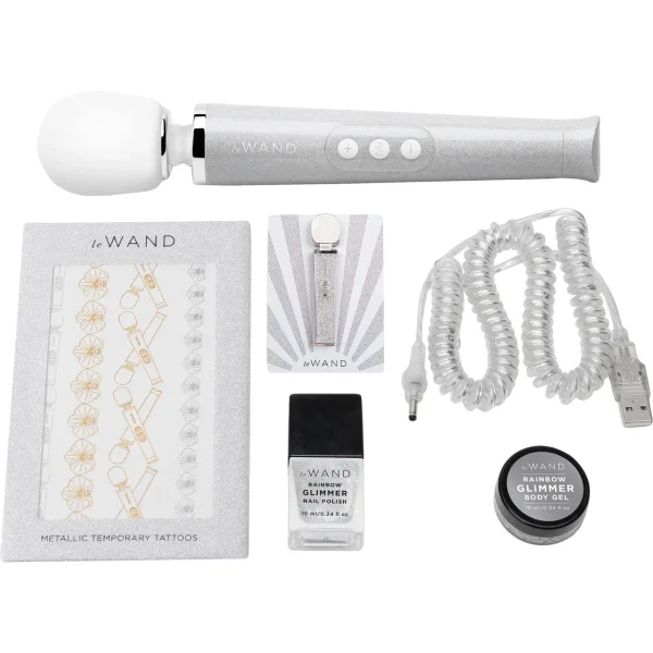 Le Wand 'All that Glimmers' Small Wand Vibrator - White