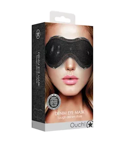 Denim Eye Mask - Roughened Denim Style  - Black - O/s — image 6 of 7