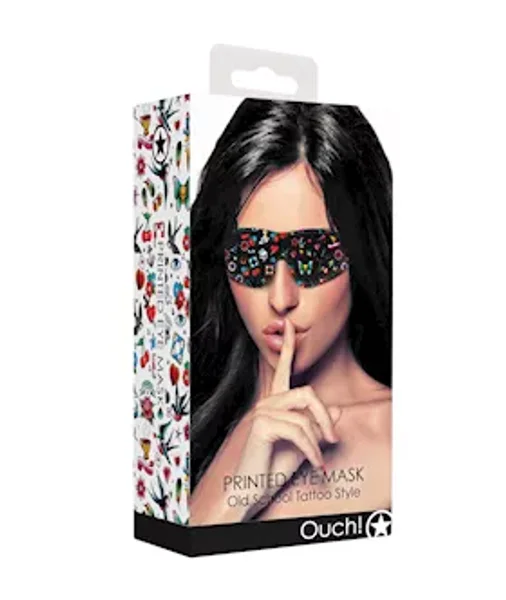 Printed Eye Mask - Old School Tattoo Style   - Black - O/s — image 6 of 7