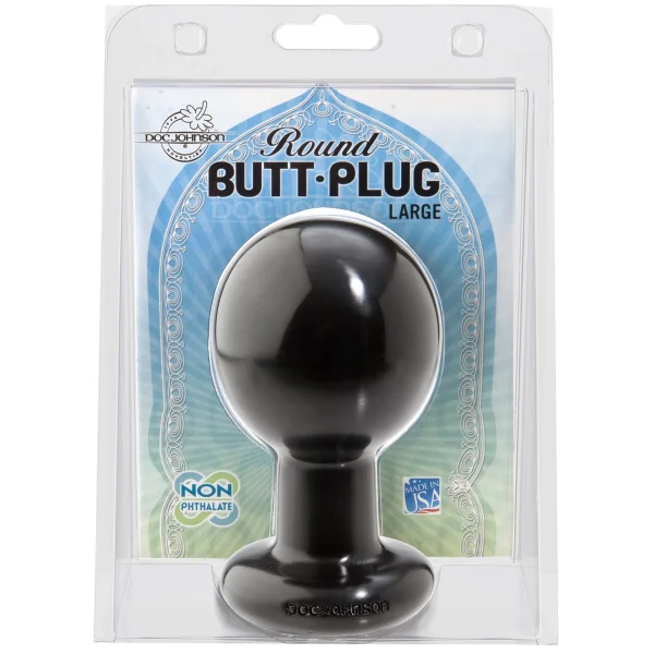 Round Butt Plug - Large - Black