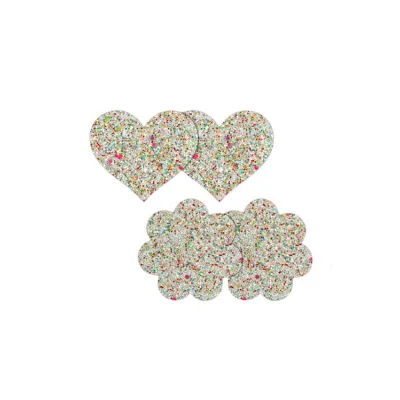 nsnovelties Pretty Pasties Heart Flower Glitter Nipple Pasties 2 Pair