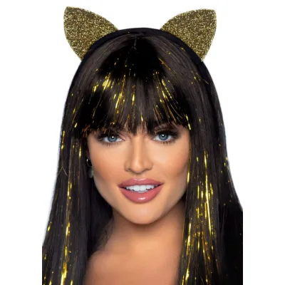 Glitter Cat Ear Headband Gold
