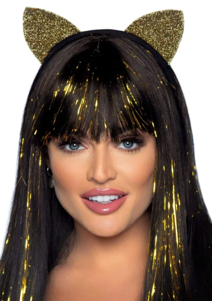 Glitter Cat Ear Headband Gold