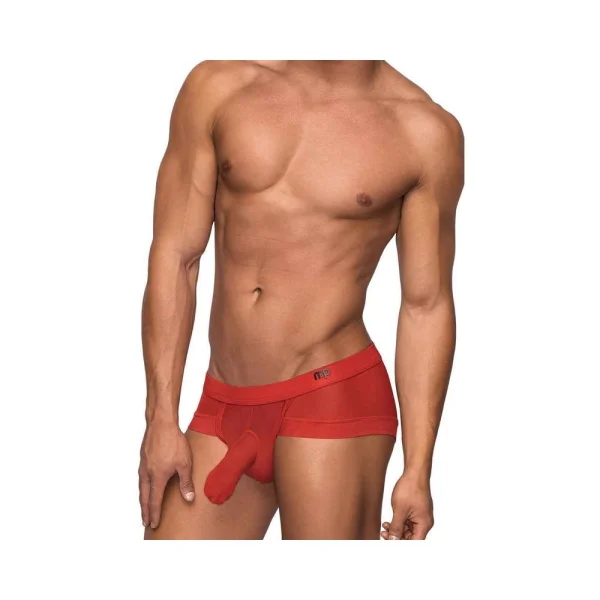 Male Power Hoser Micro Mini Hose Short Red Med — image 5 of 6