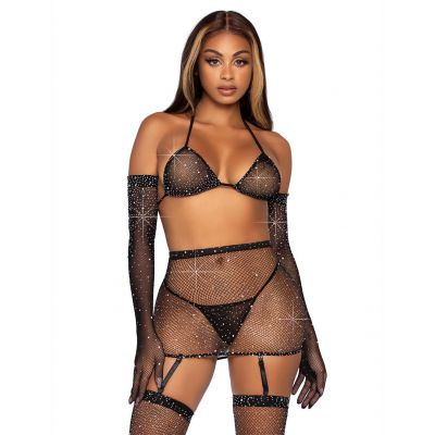 Leg Avenue Rhinestone Tri Top Garter Set