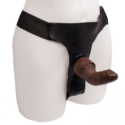 Love Stick Dark Tone Double Strap On 6 Inch