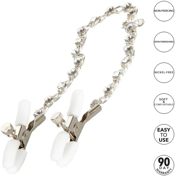 CalExotics Nipple Play Nipple Clamps with Crystal Chain