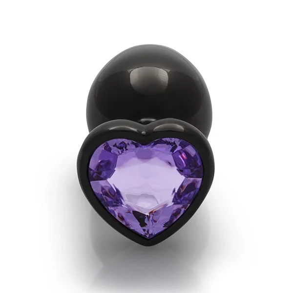 Ouch Purple Heart Gem Metal Black Plug Large