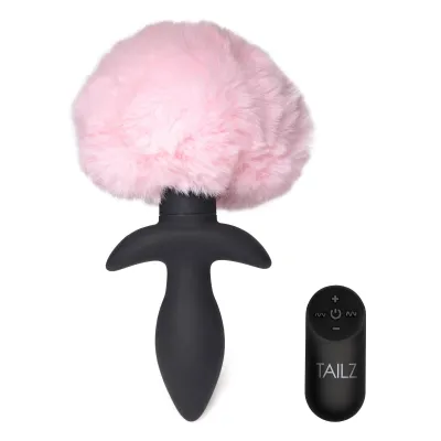 Waggerz Moving and Vibrating Bunny Tail Anal Plug Pink