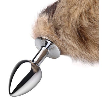 Metallic Anal Plug Medium With Fox Tail