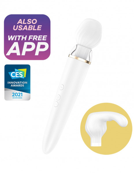 Satisfyer Double Wand-er Wand Vibrator - With 2 Attachment Heads & App Control!