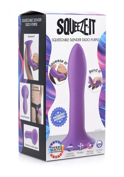 Squeeze-It Squeezable Slender Suction Cup Dildo - Purple