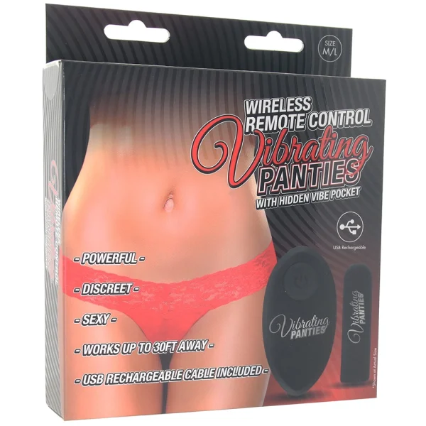 Hustler Vibrating Panty with Wireless Remote Control Red M/L