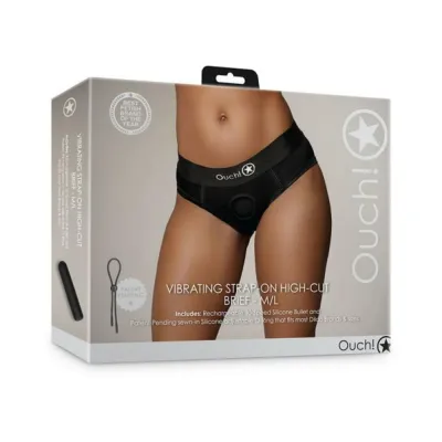 Strap on Dildos Harnesses Shots Ouch Vibrating Strap on High cut Brief Black M l