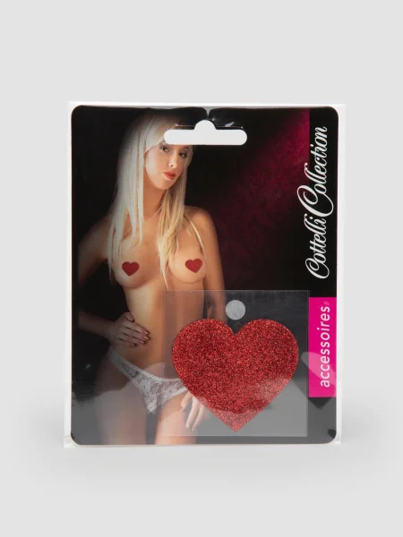 Cottelli Red Glitter Heart Nipple Pasties