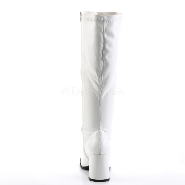 GOGO-300WC - 3" Block Heel Wide Calf, White PU Plus Size ST Boot,Side Zip — image 4 of 4
