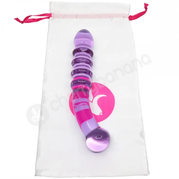 Crystal Pleasures Glass Purple Double Trouble Dildo