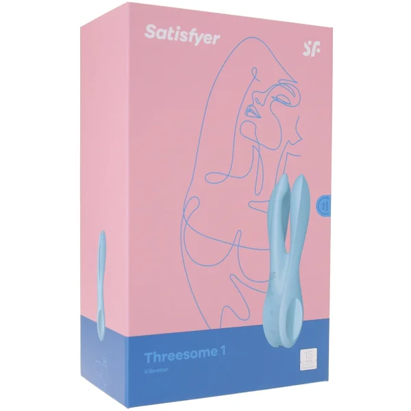 Satisfyer Threesome 1 Rechargeable Waterproof 12-Function Dual Stimulation Vibrator - Light Blue
