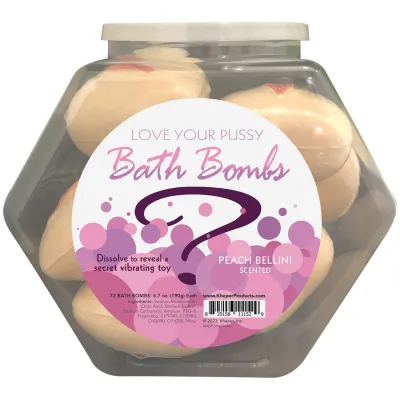 Love Your Pussy Bath Bomb Fishbowl Display of 9 Units Peach Bellini