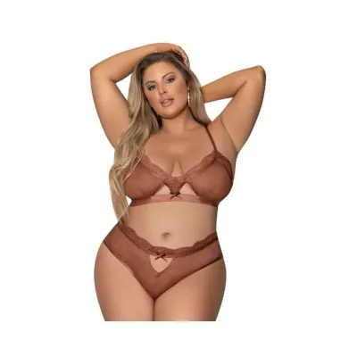 Magic Silk Caramel Kiss Bralette G string Panty Caramel Queen Size