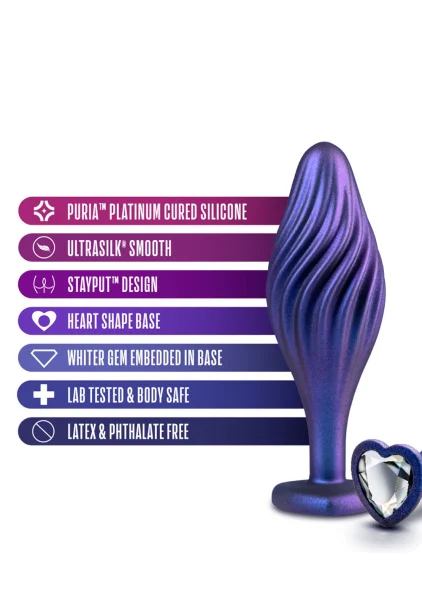 Anal Adventures Matrix Swirling Bling Silicone Butt Plug By Blush - Sapphire