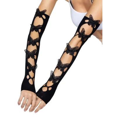 Butterfly Cut Out Arm Warmers One Size Black