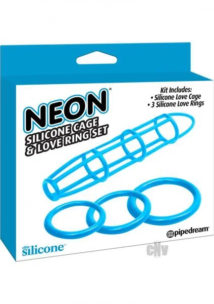 Neon Silicone Cage and Love Ring Set