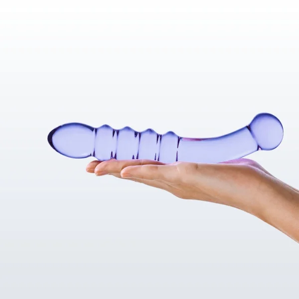 Glas Purple Rain Ribbed Glass Dildo
