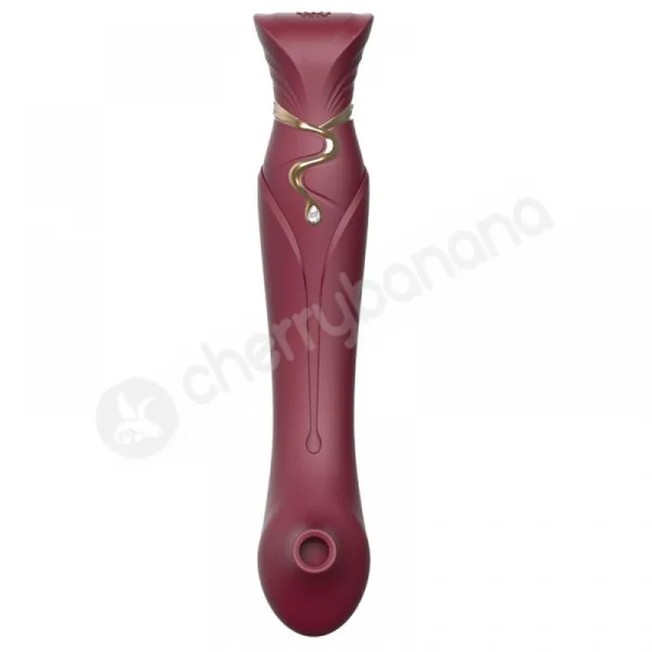 Zalo Queen Wine Red G-spot Pulse Wave Vibrator with Suction Sleeve