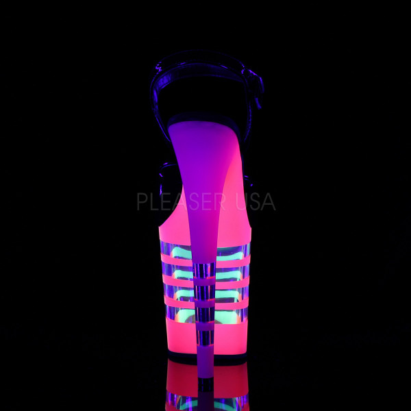 8 inches Heel, 4 inches Lined PF Ankle Strap Sandal W/Neon UV Reactive B — image 4 of 4