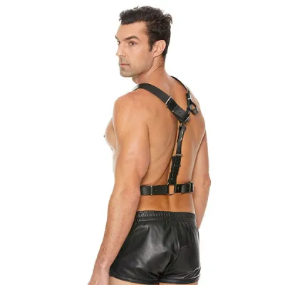 Ouch Twisted Bit Leather Harness OS Black