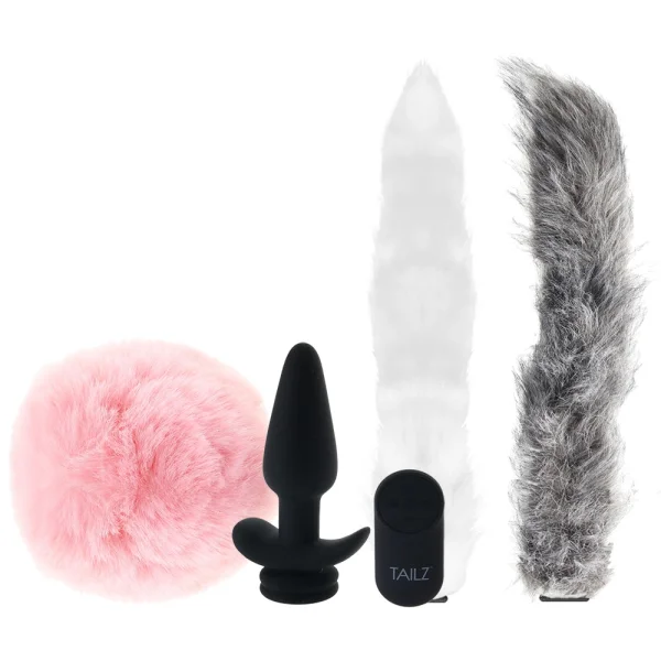 Tailz Snap-On Vibrating Silicone Anal Plug & 3 Tails w/ Remote Control