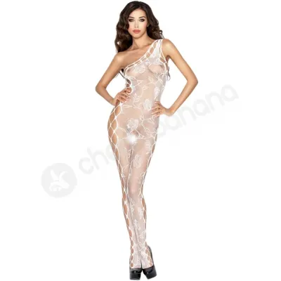 Passion White Rose Mesh Body Stocking O S
