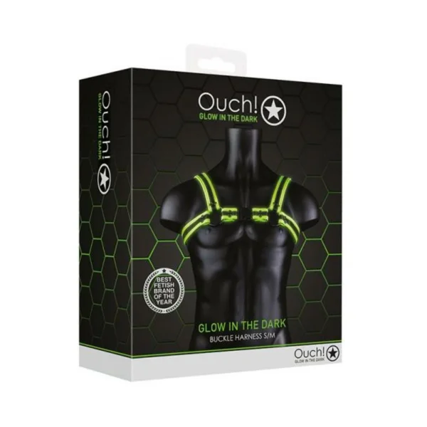 Ouch! Glow Buckle Harness - Glow In The Dark - Green - S/m
