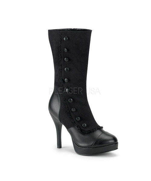 SPLENDOR-130 - 4 1/2" Heel, Sexy Can Can Girl Boot, Black Micro Fiber