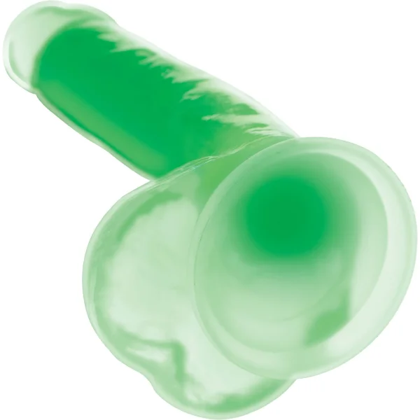 Lollicock Glow In The Dark 8.2" Silicone Suction Cup Dildo With Balls - Green