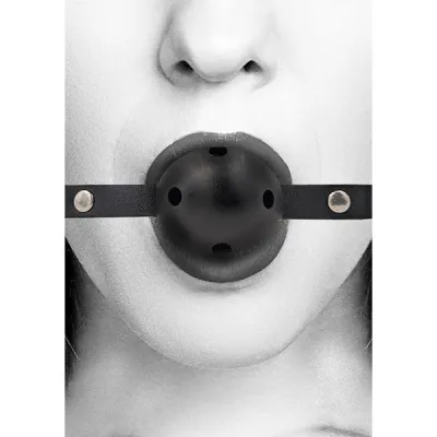 Ouch Black White Breathable Ball Gag With Leather Strap