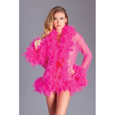 Kimono with Feathers Pink One Size