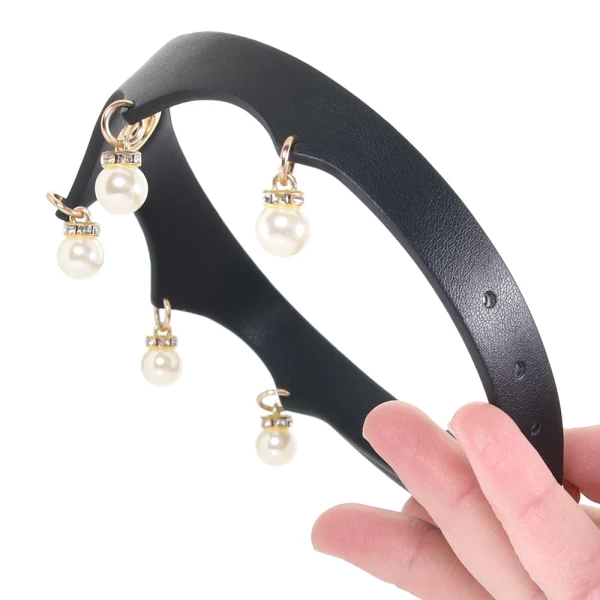 Fetish & Fashion Jezebel Collar With Pearls By NS Novelties - Black & Gold