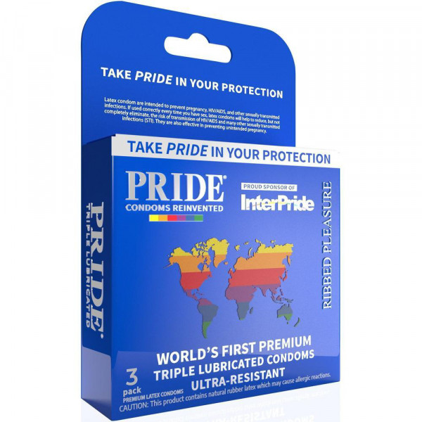 Pride Ribbed Pleasure Condoms | 3-Pack