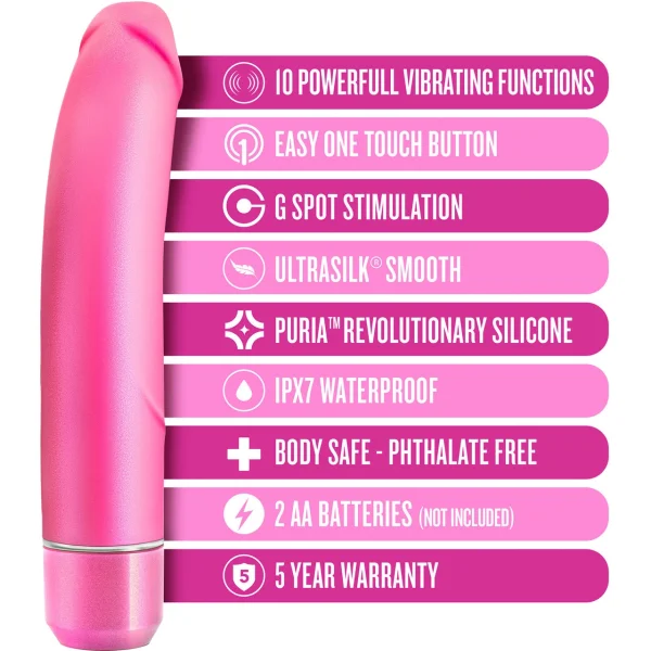 Luxe Plus Aspire Silicone Waterproof Vibrator by Blush - Pink