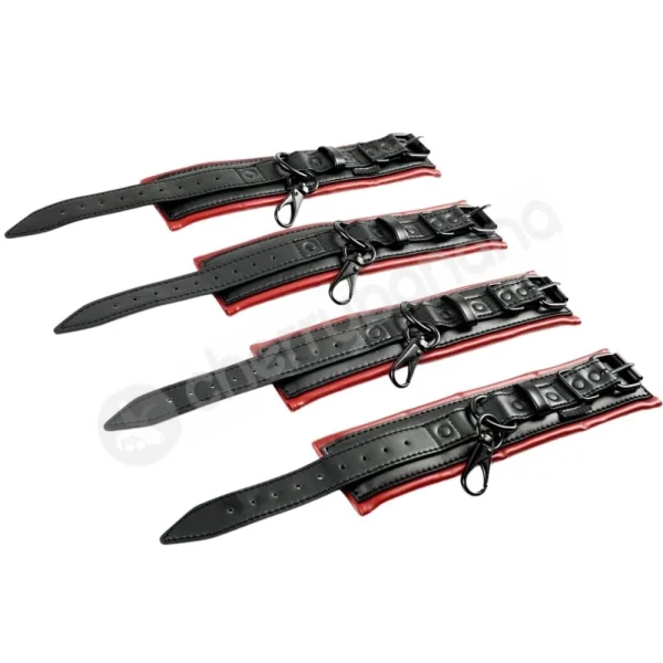 Saffron Matt Black Spreader Bar & Adjustable Wrist & Ankle Cuffs Set