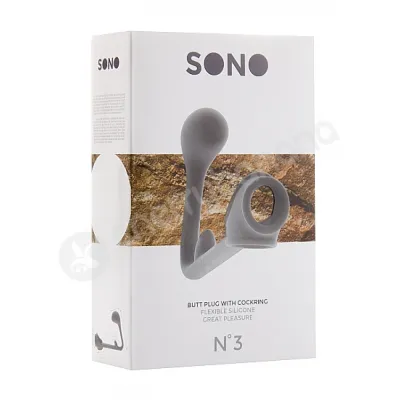 Sono No 3 Grey Butt Plug With Cock Ring