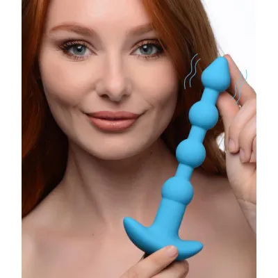 Remote Control Vibrating Silicone Anal Beads Blue