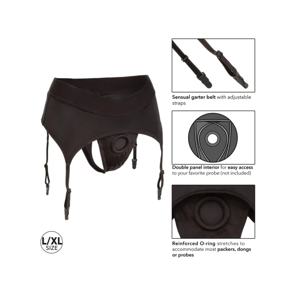 Boundless Thong With Garter - L-xl - Black